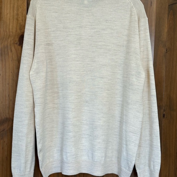 Turnbury 100%  Merino Wool Cream Pullover Lightweight Sweater with Collar Sz L - Picture 7 of 11